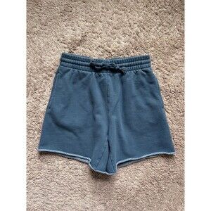 Tna Aritzia Mid-Rise Cozy Sweatfleece Boyfriend Shorts in Teal Blue Size SMALL
